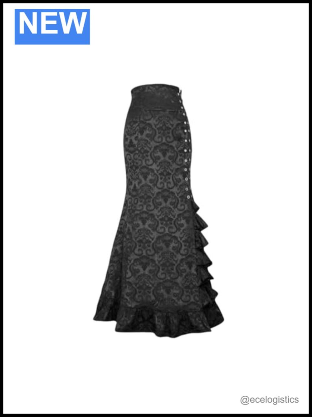 Gothic Renaissance Lace-up Mermaid Maxi Skirt Vintage Floral Fishtail